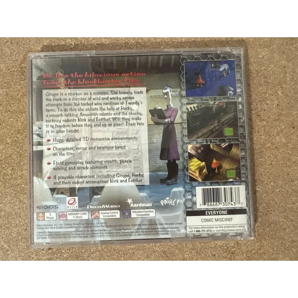 Chicken Run PS1 (Sony PlayStation 1, 2000) Complete W/ Manual & Reg Card Tested